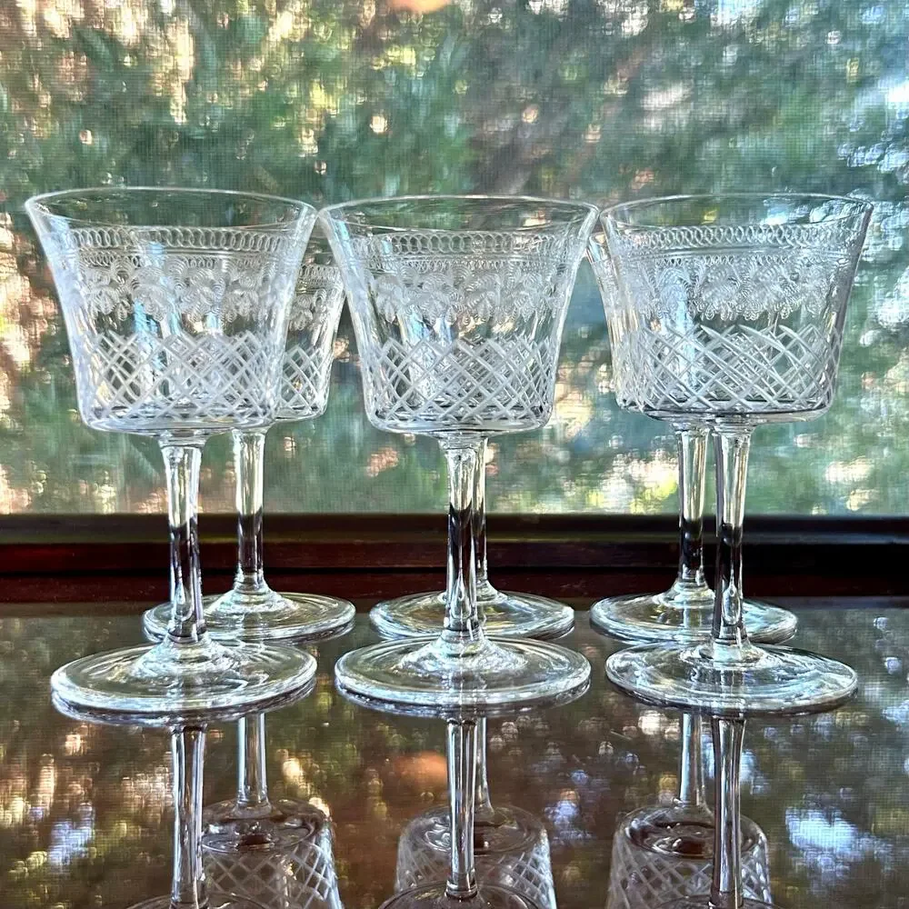 Vintage Pall Mall Lady Hamilton Crystal Liqueur Glasses Set of 6